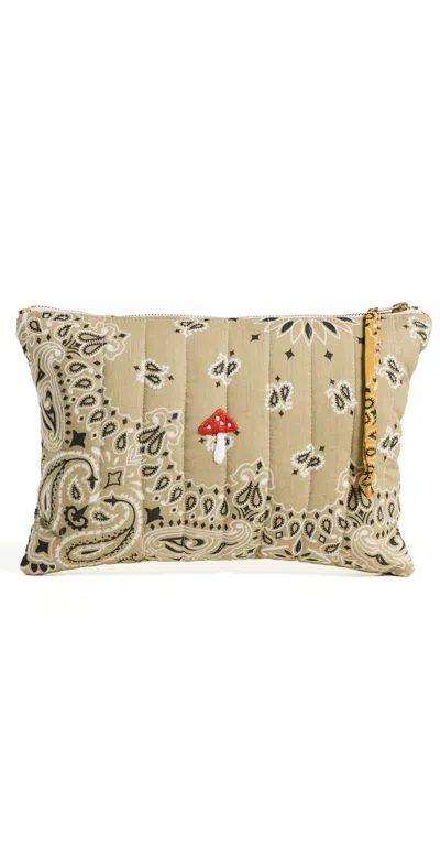 Call It By Your Name Quilted Zipper Pouch Beige/moutarde In Neutral