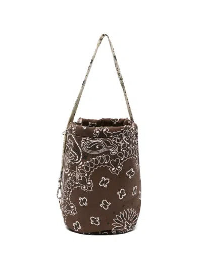 Call It By Your Name Seau Bandana-print Bucket Bag In Brown