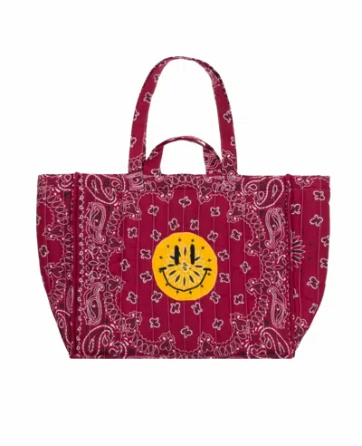 Call It By Your Name Women's Happy Face Medium Padded Tote Bag In All Bordeaux In Multi