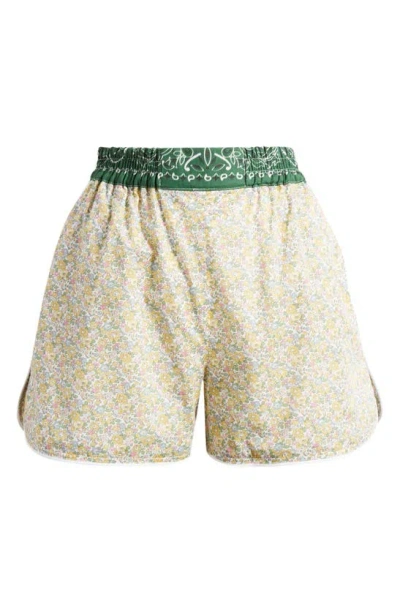Call It By Your Name X Liberty London Floral & Bandana Print Shorts In Bronze / Vert Week End
