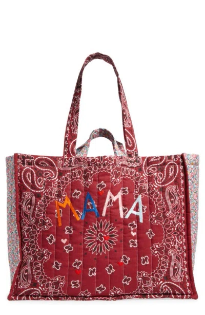 Call It By Your Name X Liberty London Maxi Cabas Embroidered Reversible Tote In Bordeaux