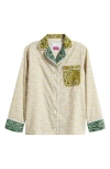 Call It By Your Name X Liberty London Mixed Print Pajama Shirt In Bronze / Vert Week End