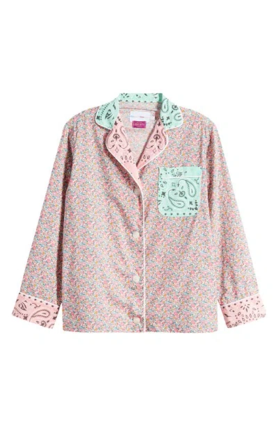 Call It By Your Name X Liberty London Mixed Print Pyjama Shirt In Mint / Pale Pink