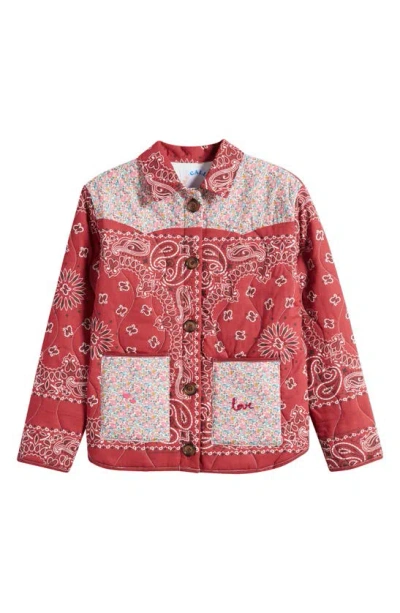 Call It By Your Name X Liberty London Mixed Print Quilted Jacket In Bordeaux