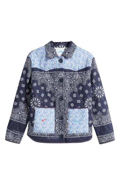 Call It By Your Name X Liberty London Mixed Print Quilted Jacket In Navy
