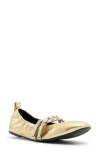 Call It Spring Swan Studded Flat In Gold