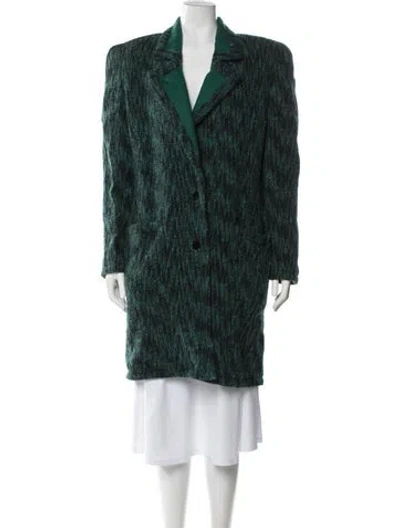 Pre-owned Callaghan Wool Tweed Pattern Coat In Green