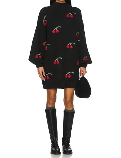 Callahan Cherry Sweater Dress In Black