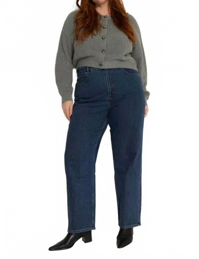 Callahan Cropped Cardigan In Gray In Blue