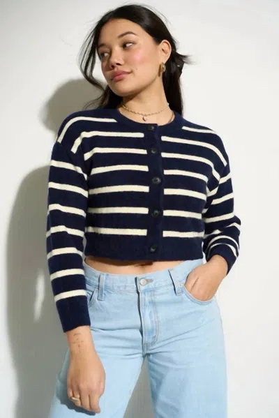 Callahan Fiona Cardigan In Navy Stripe In Blue