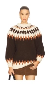 Callahan Kathleen Fair Isle Pullover In Brown