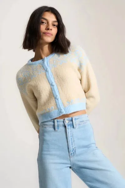 Callahan Maeve Cardigan In Creme Baby Blue In Multi