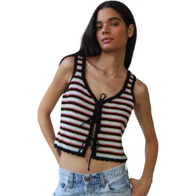 Callahan Mai Crochet Tie Tank Top In Black
