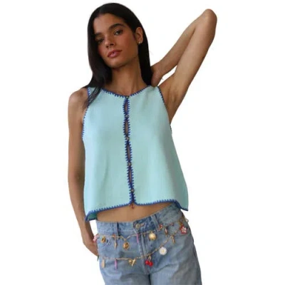 Callahan Mala Knit Stitch Tank Top In Blue