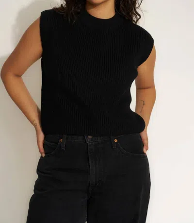 Callahan Shaker Knit Crewneck Muscle Tee In Black