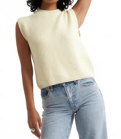 Callahan Shaker Knit Crewneck Muscle Tee In Cream In Yellow