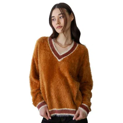 Callahan Tina V-neck Pullover Sweater In Brown