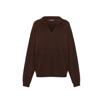 Callaite Women's Brown Pure Cashmere Romana Sailor Pullover - Dark Maroon