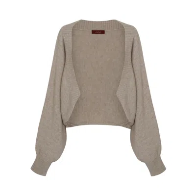 Callaite Women's Gold  Pure Cashmere Cecilia Icon Bolero - Oatmeal
