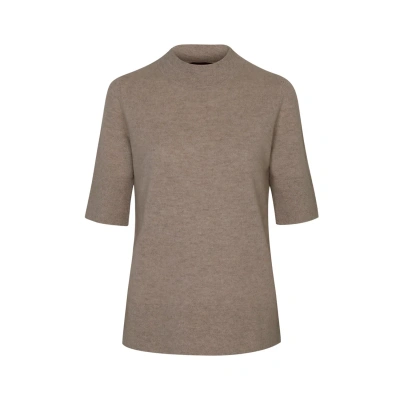 Callaite Women's Gold Cashmere Mock-neck Slim Fit - Beige