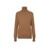 Callaite Women's Gold Roll-neck  Ribbed Cashmere Sweater-camel In Gold