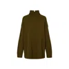 Callaite Women's Green Cashmere Loose Fit Sweater - Olive In Green