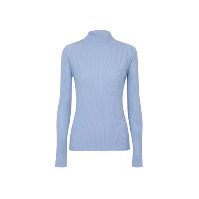 Callaite Women's Slim Fit Ribbed Cashmere Turtleneck Sweater, Sky Blue
