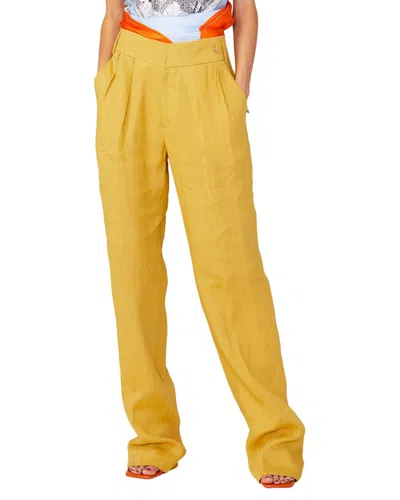 Câllas Callas Alex Relaxed Fit Linen Trouser In Yellow