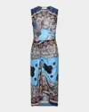 Callas Milano Agnes Milano-print Silk Wrap Dress In Multi Color