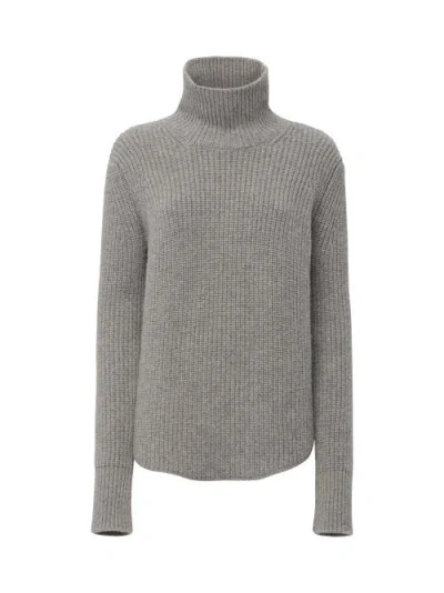 Callas Milano Barrie Long Sleeve Turtleneck Ribbed Sweater In Gray