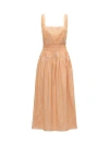 Callas Milano Belinda Square-neck Striped Cotton Midi Dress In Neutral