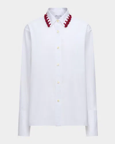 Callas Milano Billie Tassel-embellished Cotton Shirt In White