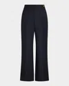 Callas Milano Brody Wool Canvas Cropped Wide-leg Pants In Blue