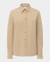 Callas Milano Brooks Button-down Cotton Poplin Shirt In Khaki