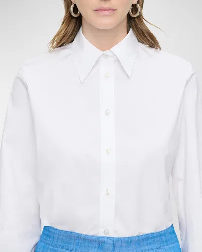 Callas Milano Brooks Button-down Stretch Cotton Shirt In White