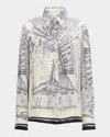 Callas Milano Cameron Landmark-print Silk Twill Blouse In White
