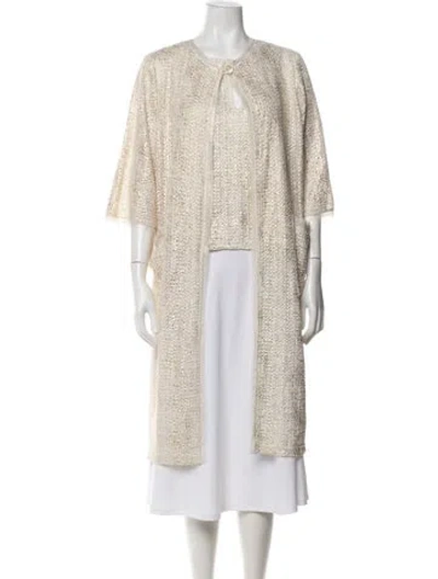 Pre-owned Callas Milano Cashmere Tweed Pattern Dress Set In Neutrals
