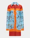 Callas Milano Charisse Shell-print Cotton Shift Shirtdress In Multi