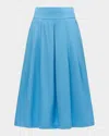 Callas Milano Consuela Pleated Cotton-silk Midi Skirt