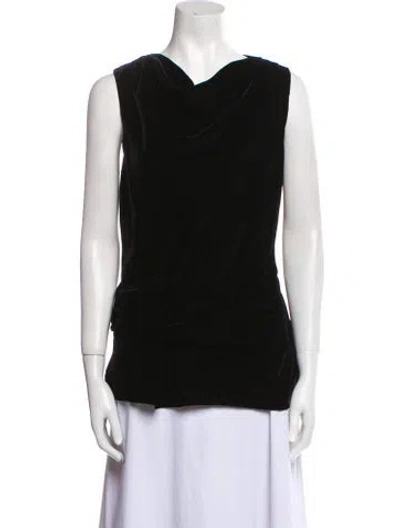 Pre-owned Callas Milano Cowl Neck Sleeveless Top In Black