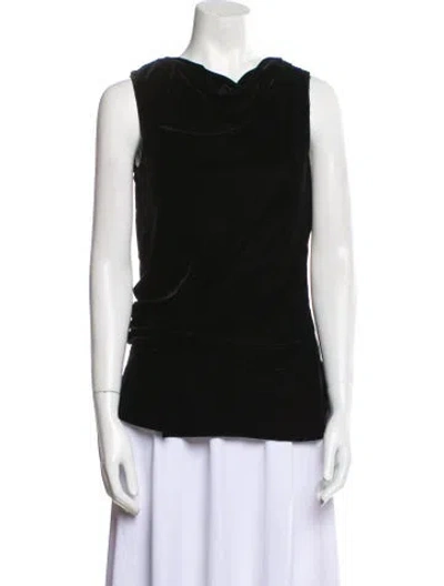 Pre-owned Callas Milano Cowl Neck Sleeveless Top In Black