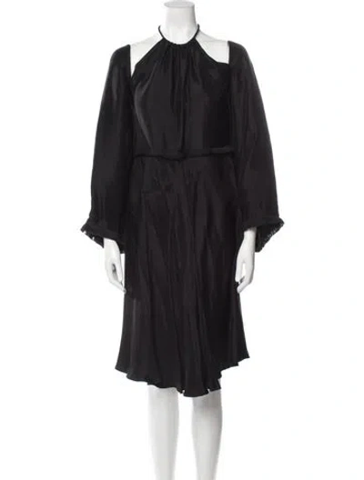 Pre-owned Callas Milano Crew Neck Knee-length Dress In Black