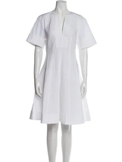 Pre-owned Callas Milano Crew Neck Knee-length Dress In White