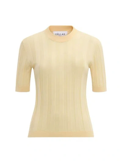 Callas Milano Deeda Crewneck Rib Sweater Yellow In Neutral