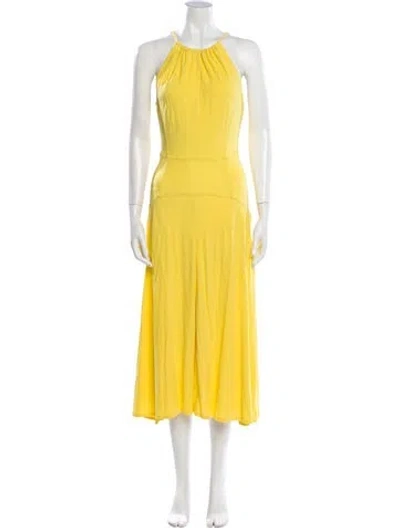 Pre-owned Callas Milano Halterneck Long Dress In Yellow