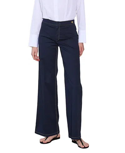 Callas Milano Jane Cotton Stretch Flare Trouser In Blue