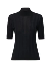 Callas Milano Jordyn Short Sleeve Mockneck Sweater In Black