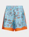 Callas Milano Juvia Seashell-print Silk Shorts