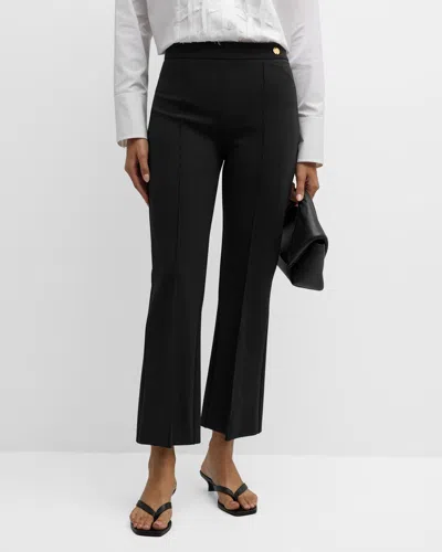 Callas Milano Lola Cropped Stretch Crepe Flare Pants In Black