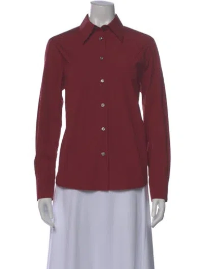 Pre-owned Callas Milano Long Sleeve Button-up Top In Burgundy